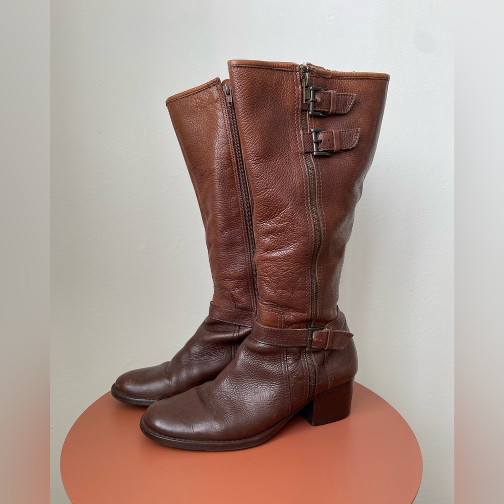 Brown Leather Knee-High Boots - Picture 1 of 11